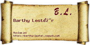 Barthy Lestár névjegykártya